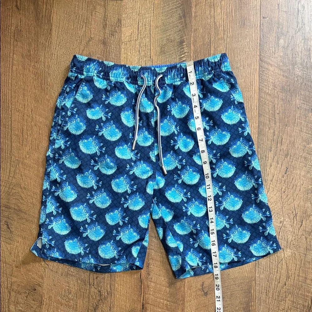 Peter Millar Navy and Light Blue Patterned Swim Shorts - Picture 3 of 10